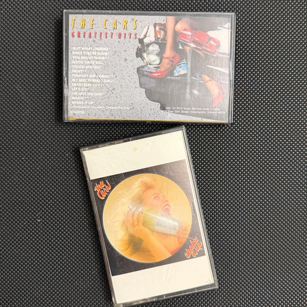 Vintage 80’s cassette tapes- Cars - Shake it up & Greatest Hits -set of 2